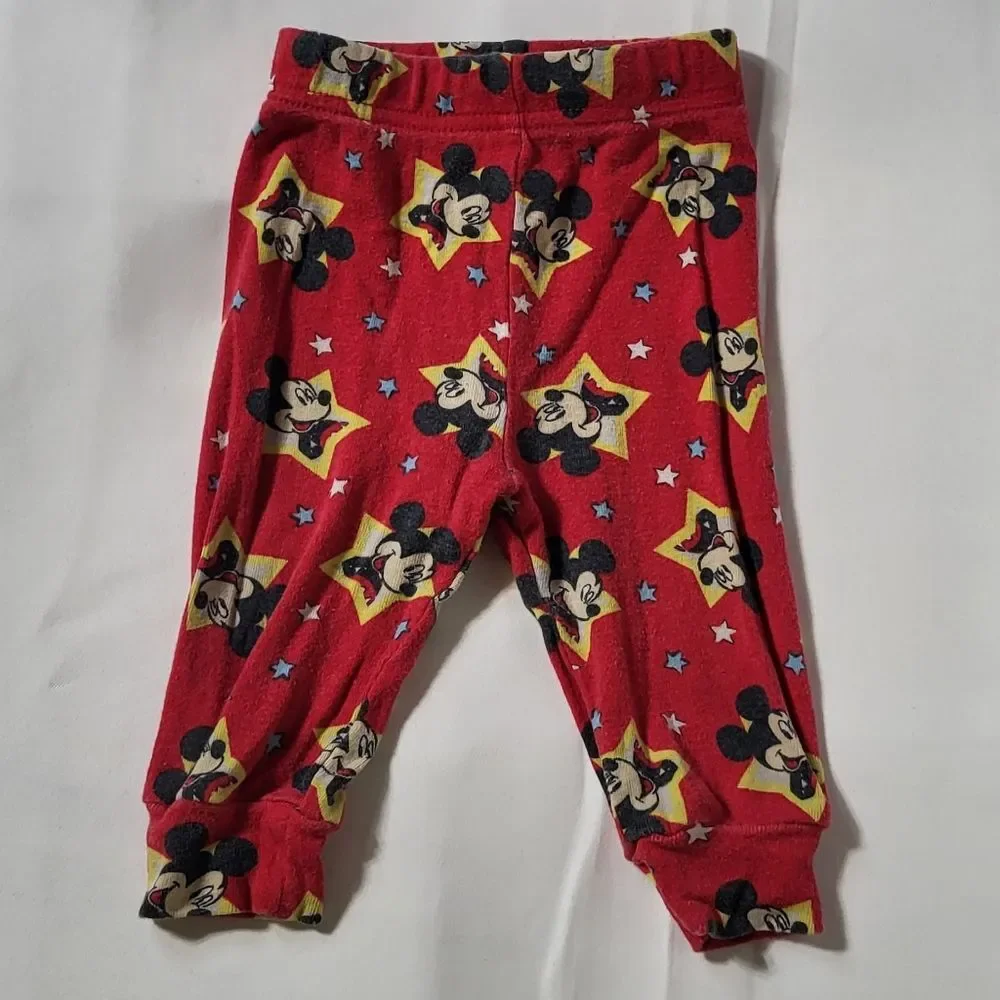 Disney Baby Boy Red Mickey Mouse All Over Print Pajama Pants Size 9M
